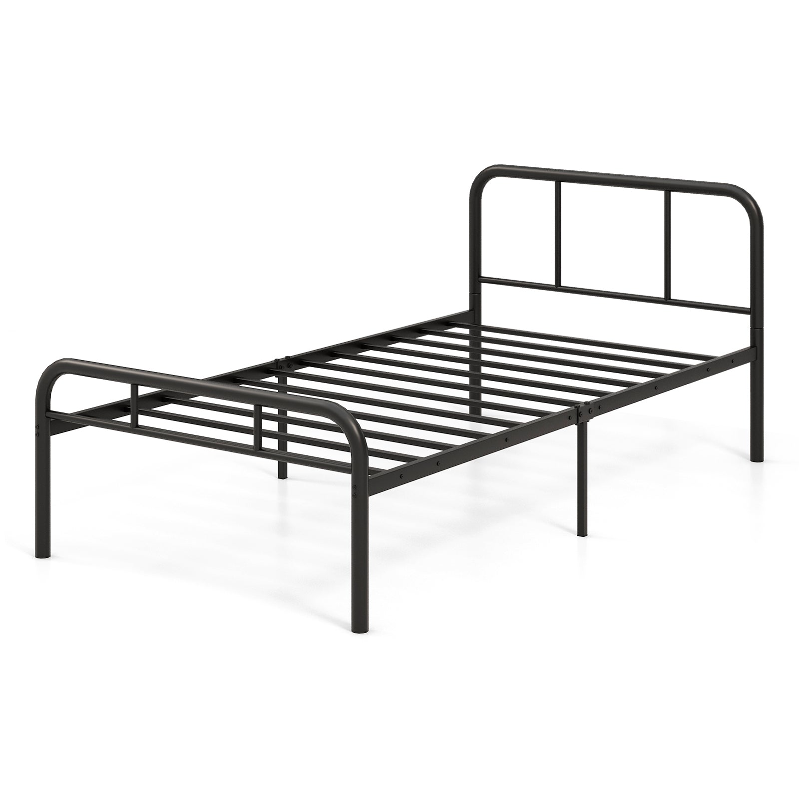 Modern Metal Bed Frame with Curved Headboard and Footboard-Twin Size