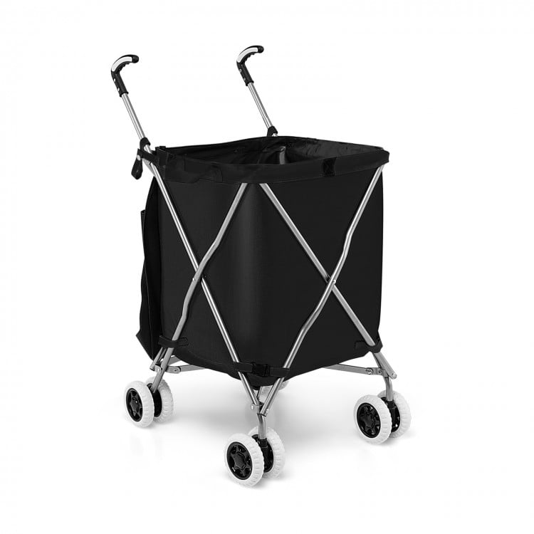 Folding Shopping Utility Cart with Water-Resistant Removable Canvas Bag