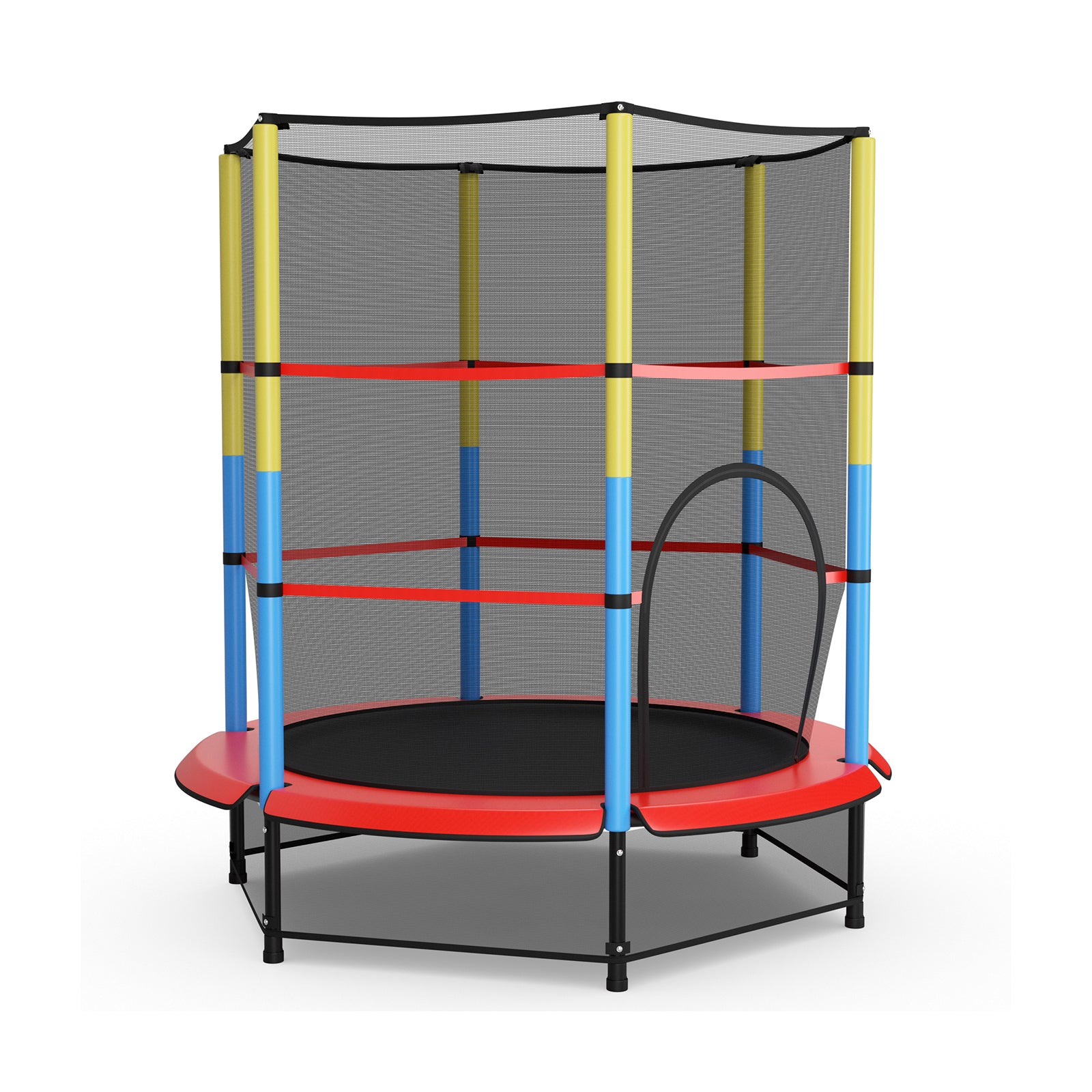 55 Inches Kids Trampoline Recreational Bounce Jumper with Safety Enclosure Net