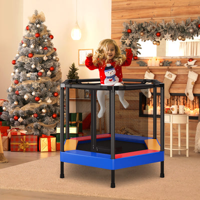 48 Inches Hexagonal Kids Trampoline With Foam Padded Handrails 