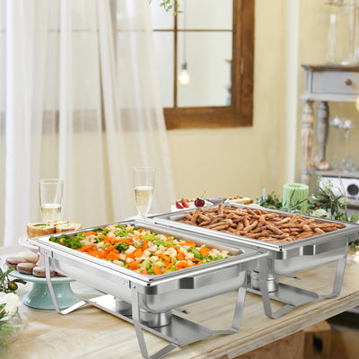 2 Packs Chafing 9 Quart Stainless Rectangular Chafer BuffetÂ 