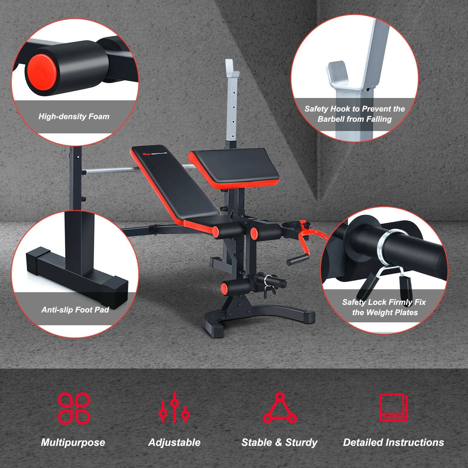 Adjustable Olympic Weight Bench for Full-body Workout and Strength Training