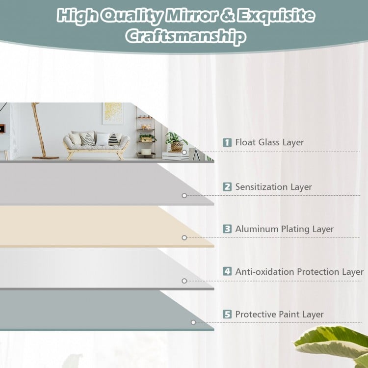 43 x 15 Inch Wall Mounted Frameless Full Length Mirror