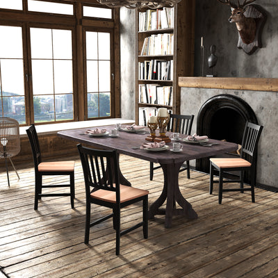 Set of 4 Dining Chair Spindle Back Wooden Legs 