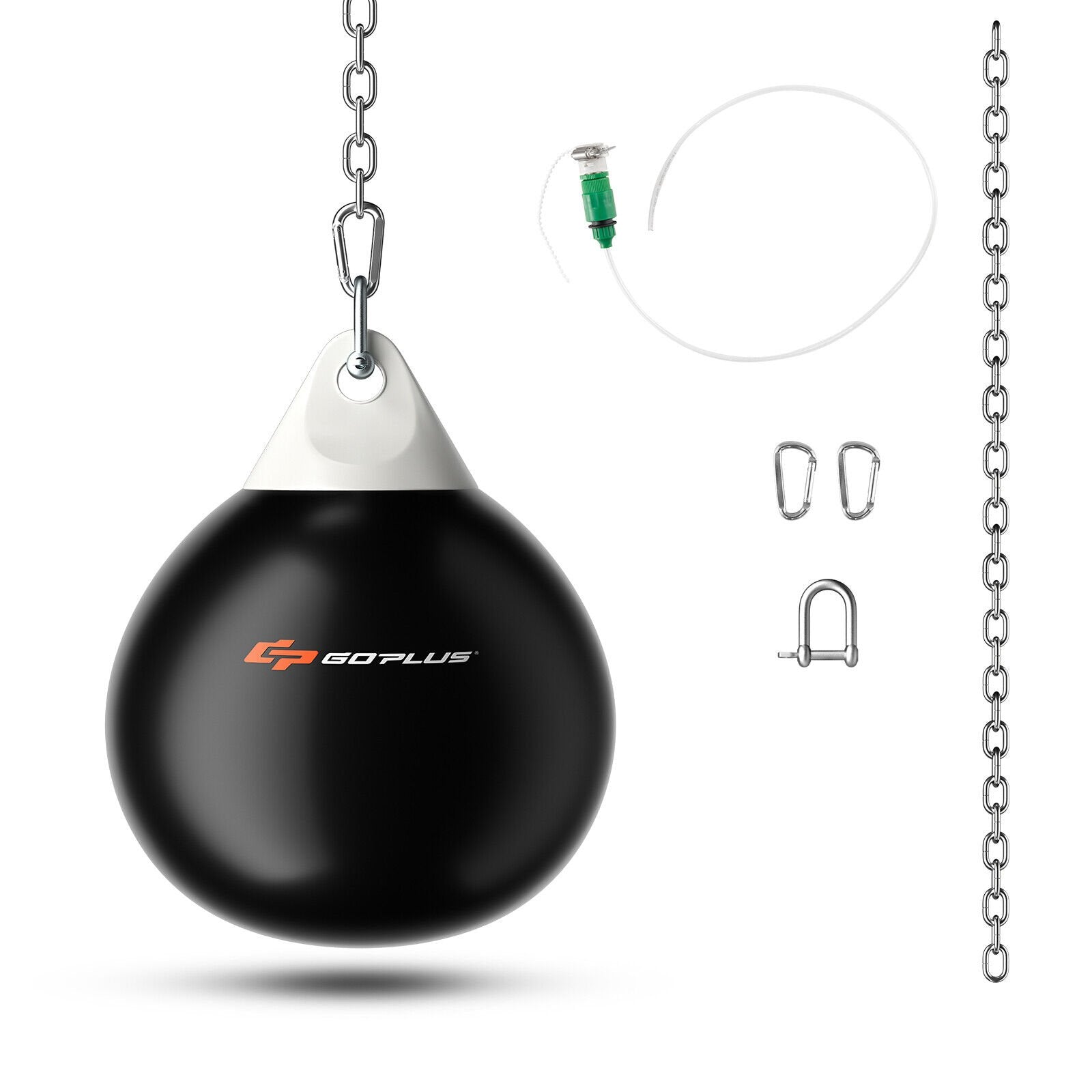 18 Inch 110 Pound Heavy Punching Water Aqua Bag with Adjustable Metal Chain-Black 