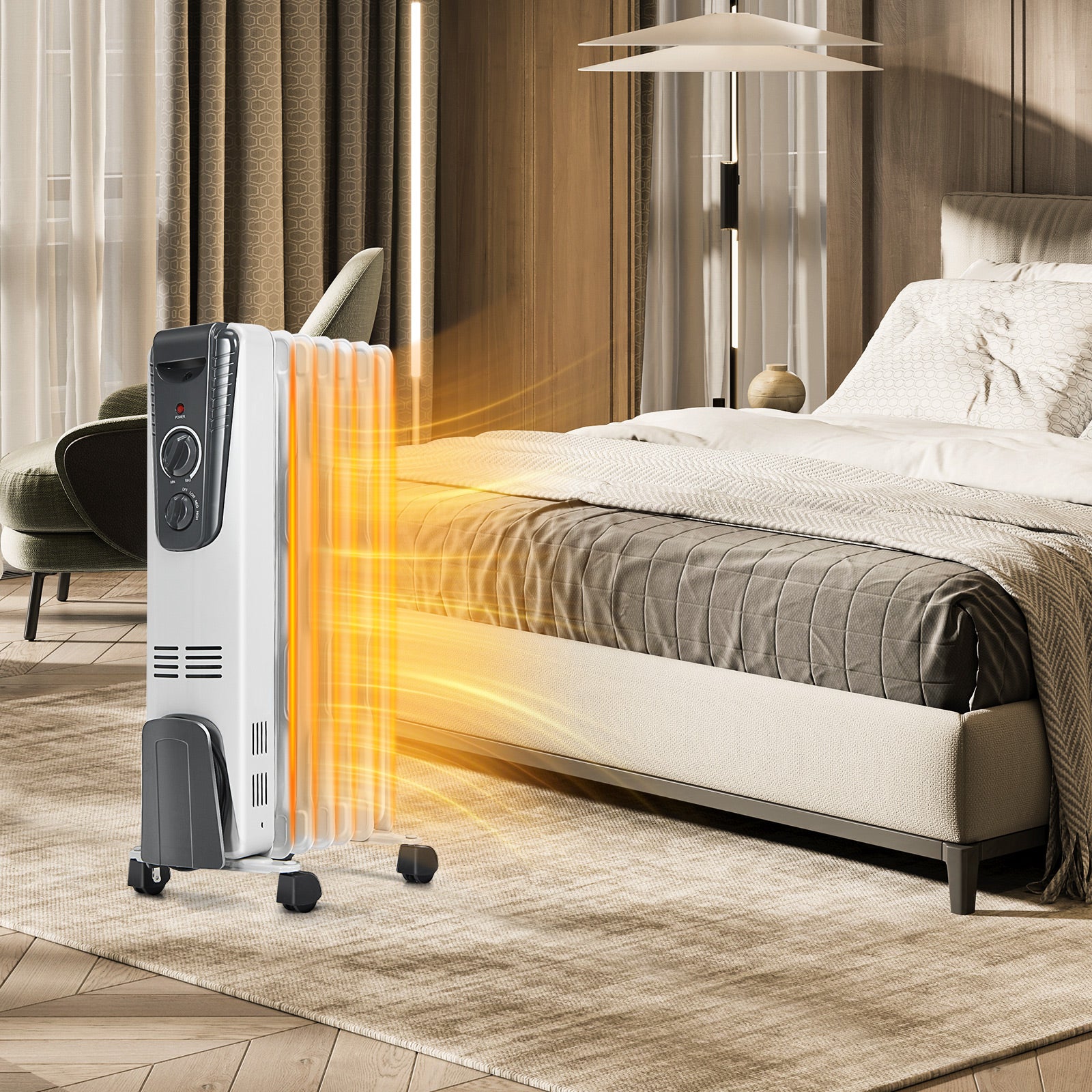 1500W Electric Space Heater with Adjustable Thermostat 