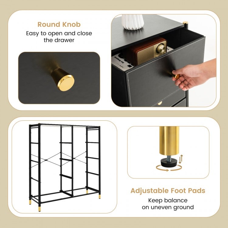 Floor Dresser Storage Organizer with 5/6/8 Drawers with Fabric Bins and Metal Frame-8-Drawer