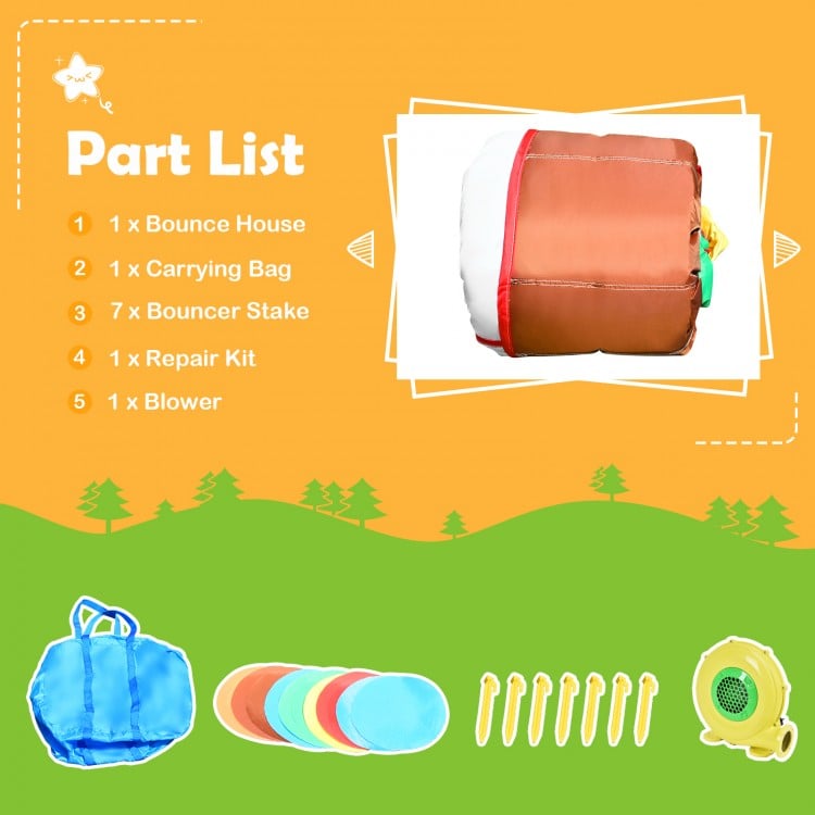 Outdoor Indoor Inflatable Kids Bounce House with 480W Air Blower