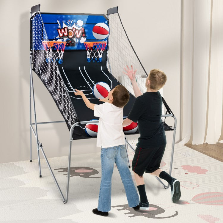 Dual Shot Basketball Arcade Game | Foldable Electronic Basketball Game with 8 Game Modes & 4 Basketballs