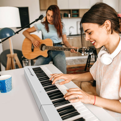 88-Key Foldable Digital Piano with MIDI and Wireless BT-White 