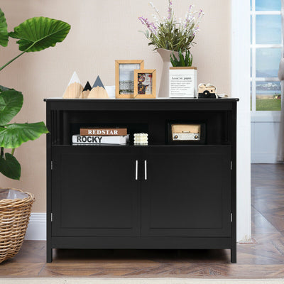 Kitchen Buffet Server Sideboard Storage Cabinet with 2 Doors and Shelf-Black 