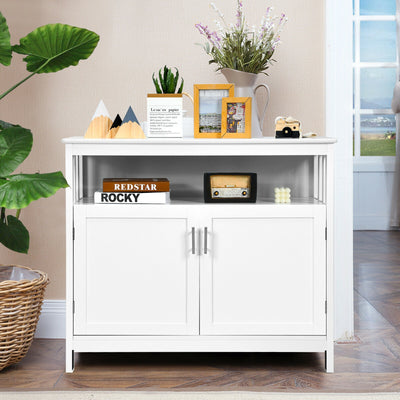 Kitchen Buffet Server Sideboard Storage Cabinet with 2 Doors and Shelf-White 