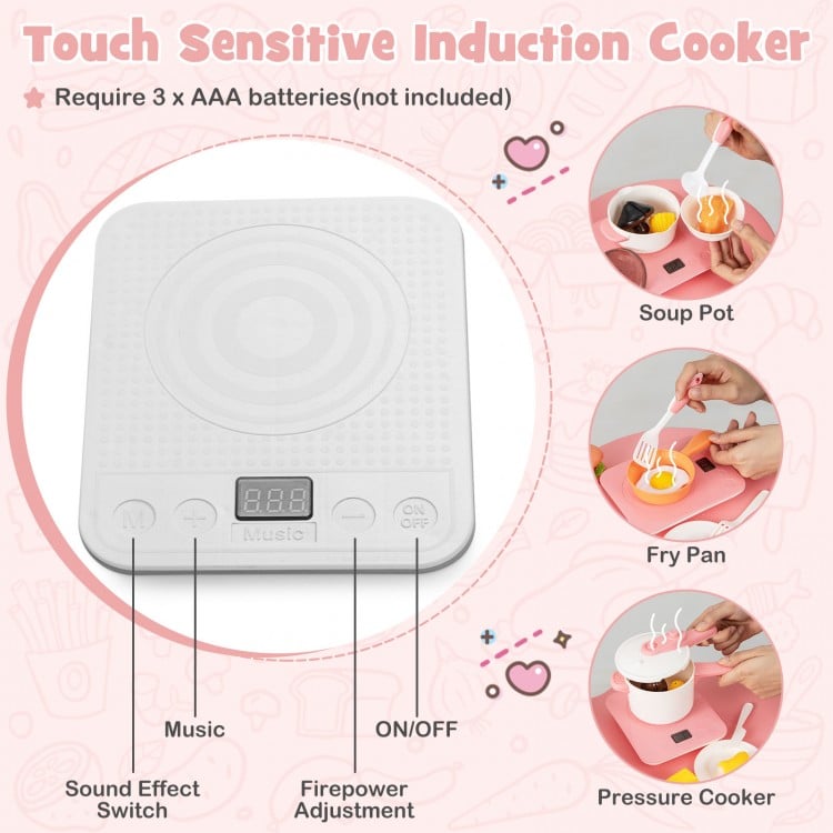Kids Play Kitchen Toy with Stove Sink Oven with Light and Sound-Gray