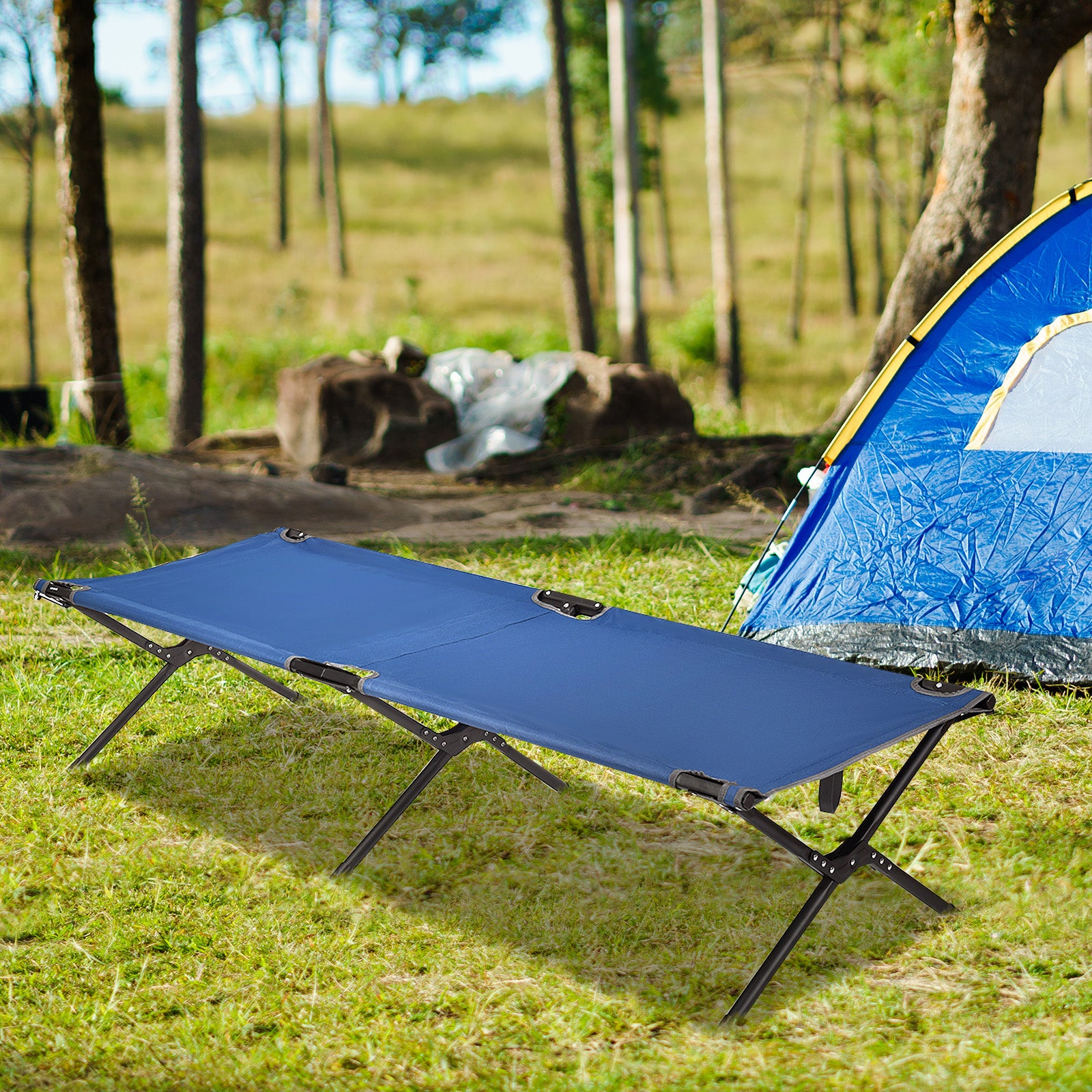 Adults Kids Folding Camping Cot-BlueÂ 