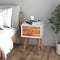 Wooden Nightstand Mid-Century End Side Table with 2 Storage Drawers-Brown