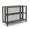36 Inch 3-Tier Bar Table with Storage Metal Frame Adjustable Foot Pads for Dining Room-Gray