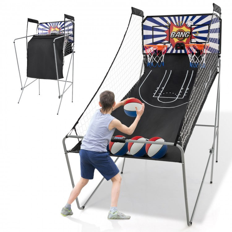 Dual Shot Basketball Arcade Game | Foldable Electronic Basketball Game with 8 Game Modes & 4 Basketballs