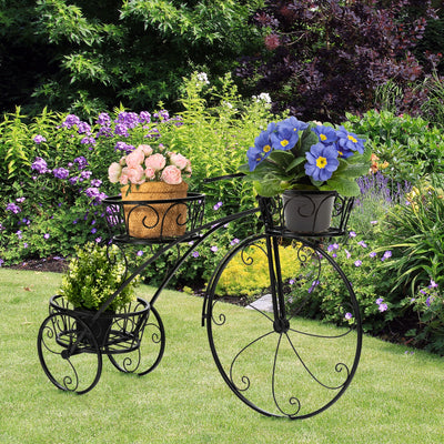 Tricycle Plant Stand Flower Pot Cart Holder in Parisian Style 