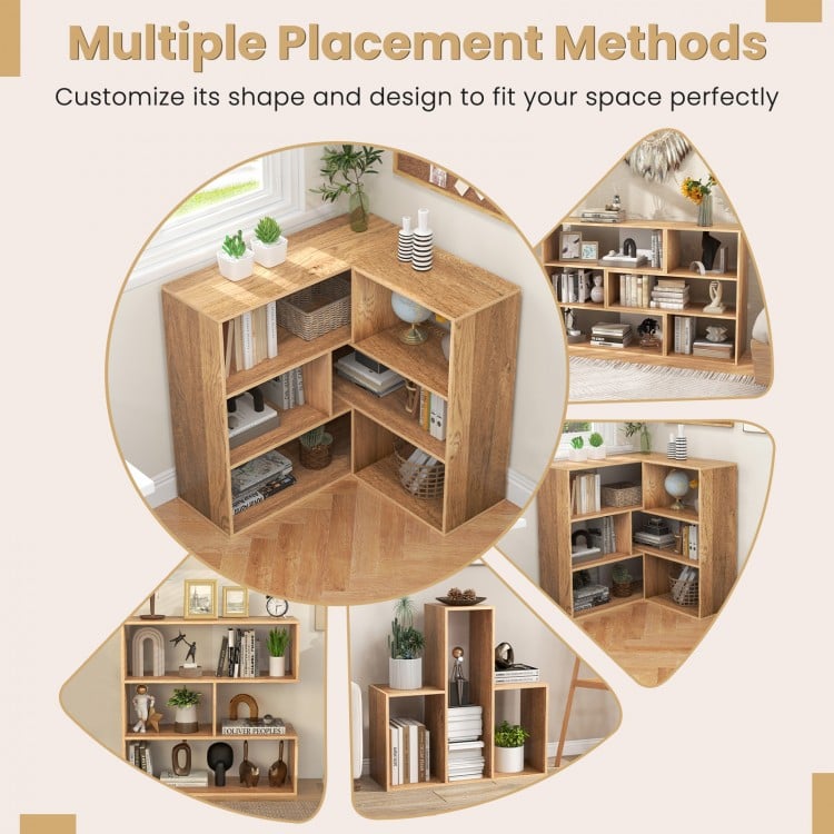 Concave Bookshelf 3-Shelf Open Bookcase with Anti-Toppling Device for Living Room Study Office
