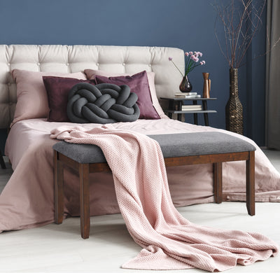 Upholstered Entryway Bench Footstool with Wood LegsÂ 