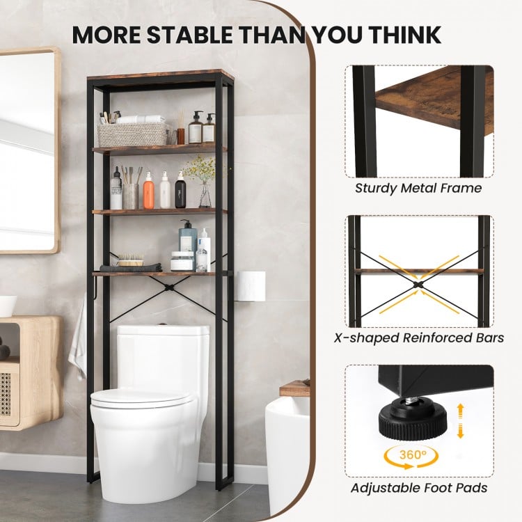 4-Tier Adjustable Bathroom Metal Storage Rack