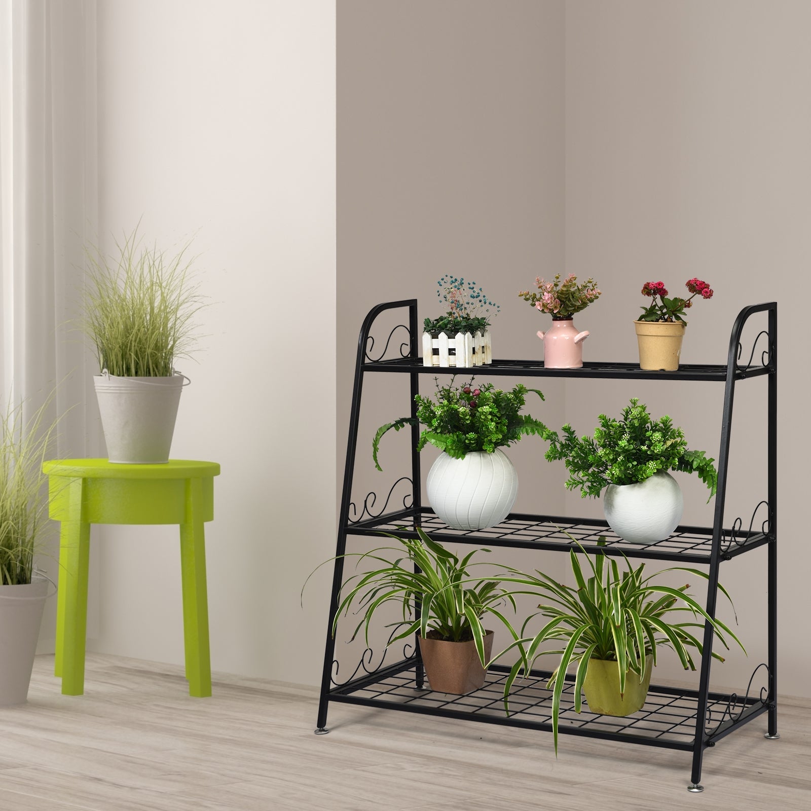 3-Tier Metal Plant Stand Shelf Display Rack for Plants Shoes Flower Pot