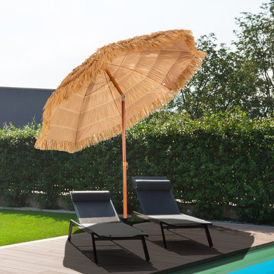 6.5 Feet Portable Thatched Tiki Beach Umbrella with Adjustable Tilt for Poolside and BackyardÂ 