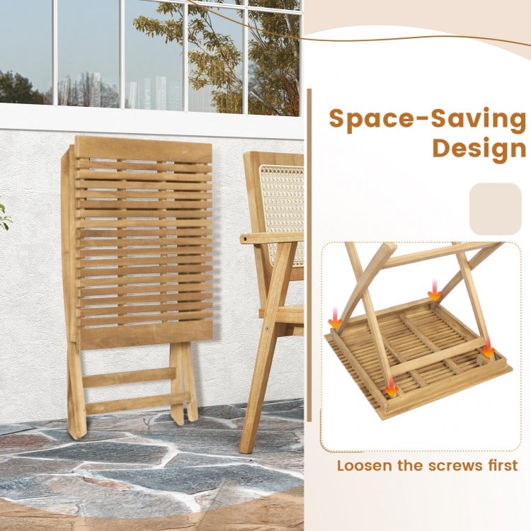 27.5 Inch Patio Bistro Table with Slatted Tabletop and Sturdy Wood Frame