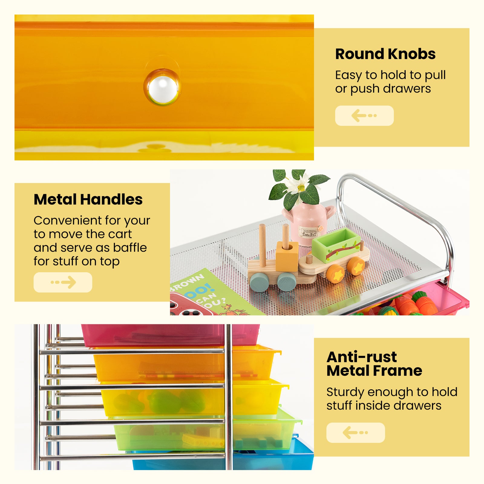12 Storage Drawer Organizer Bins Rolling Cart-MulticolorÂ 
