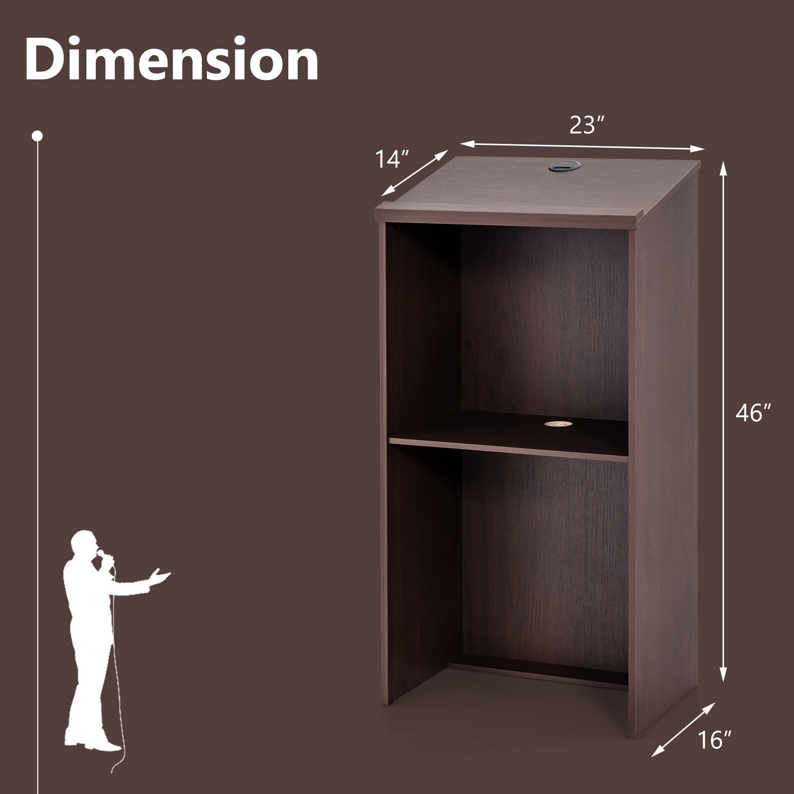 Wooden Floor Standing Podium Speaking Lectern