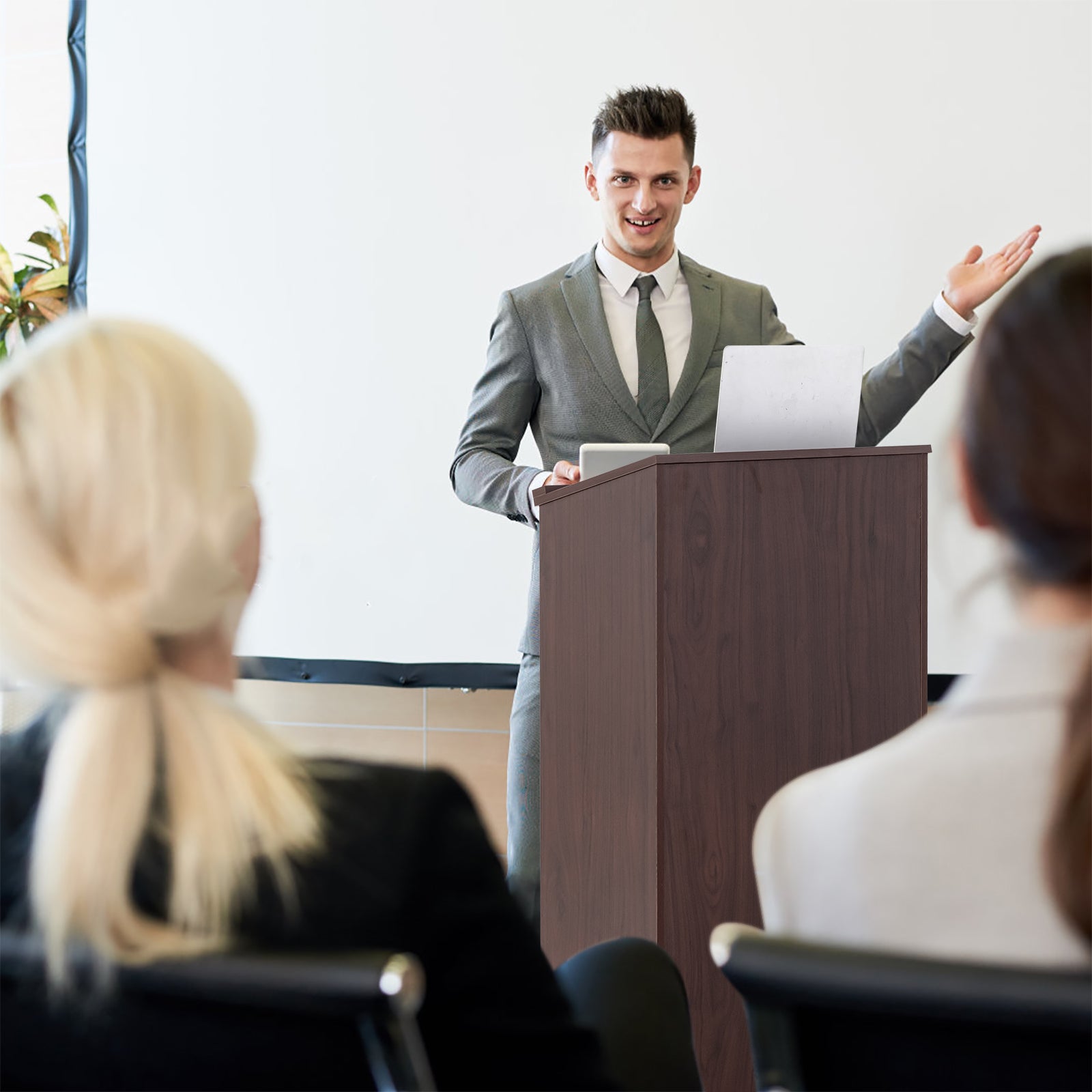 Wooden Floor Standing Podium Speaking Lectern