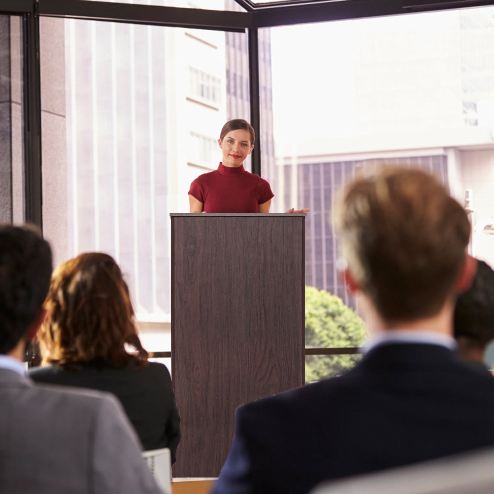 Wooden Floor Standing Podium Speaking Lectern