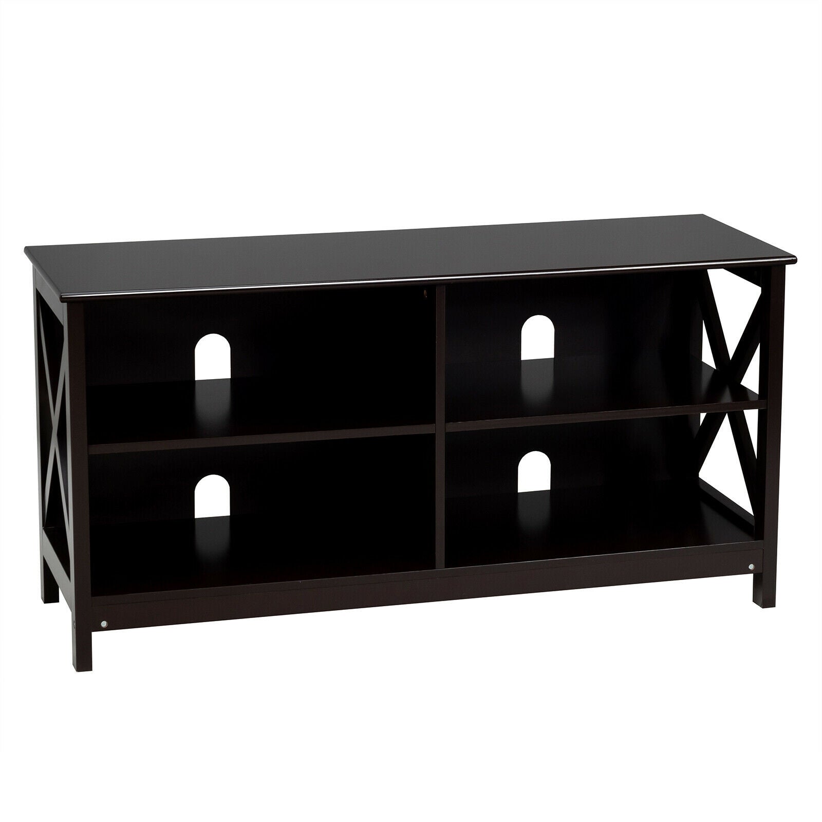 Wooden TV Stand Entertainment Media Center-Brown