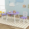 Wood Activity Kids Table and Chair Set with Center Mesh Storage-Purple