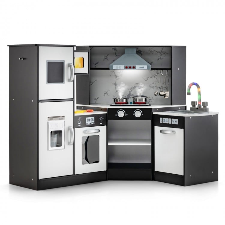 Kids Corner Pretend Kitchen Playset with Separated Washing Basin-Coffee