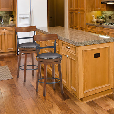 Set of 2 25.5 Inch Swivel Counter Height Bar Stool 