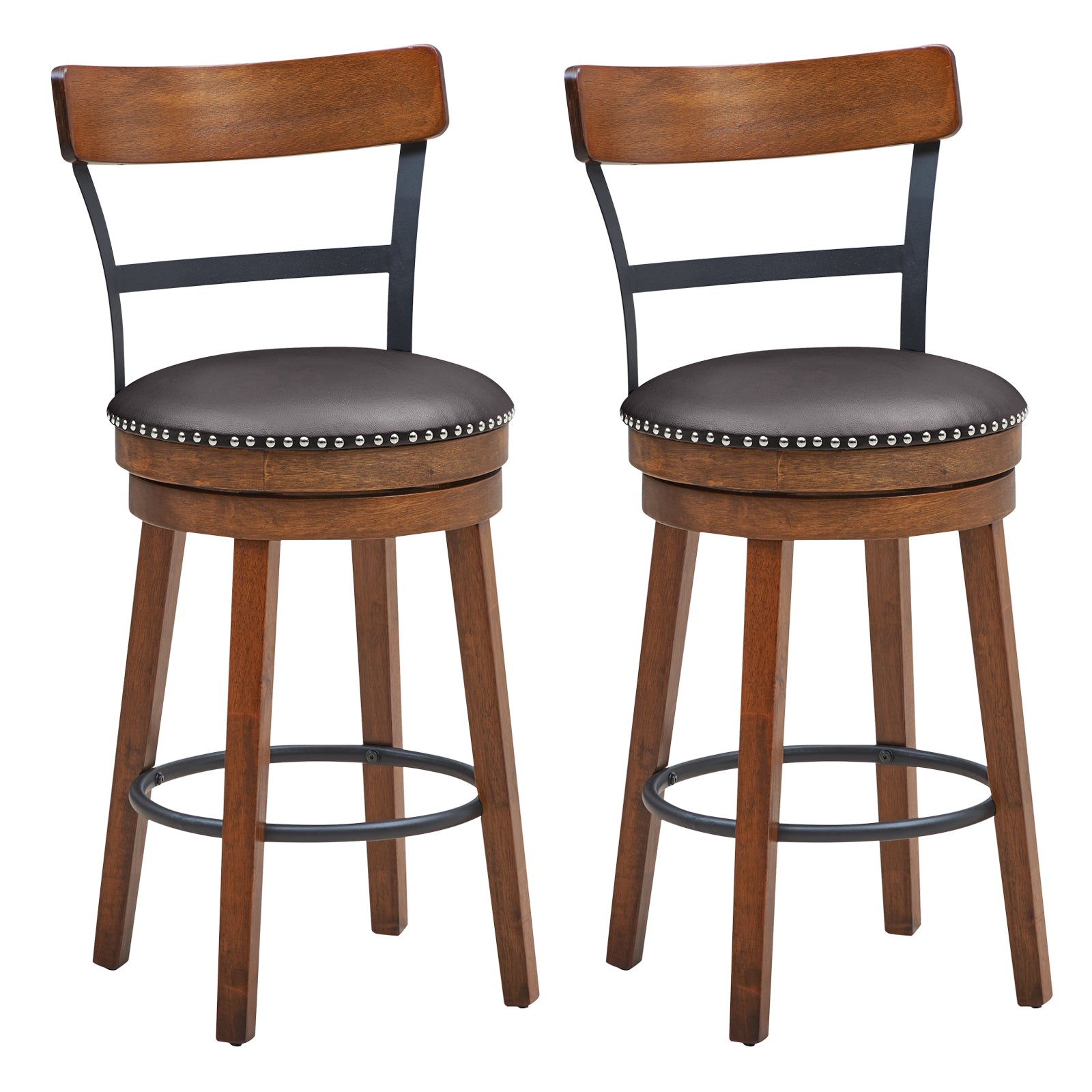 Set of 2 25.5 Inch Swivel Counter Height Bar Stool 