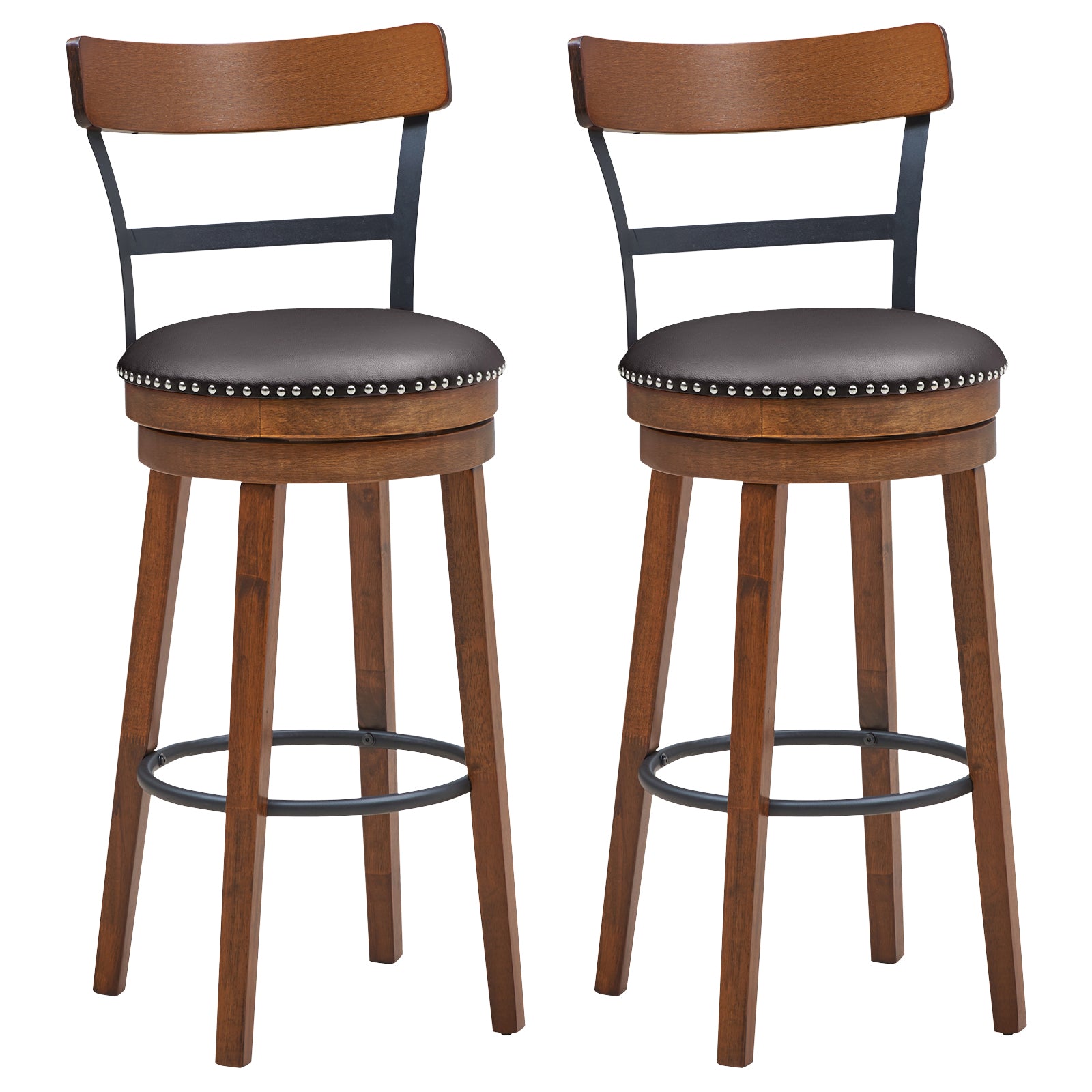 Set of 2 30.5 Inch Swivel Pub Height Bar Stool 