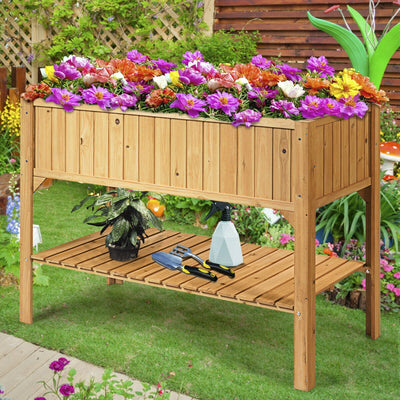 Wooden Elevated Planter Box Shelf Suitable for Garden UseÂ 