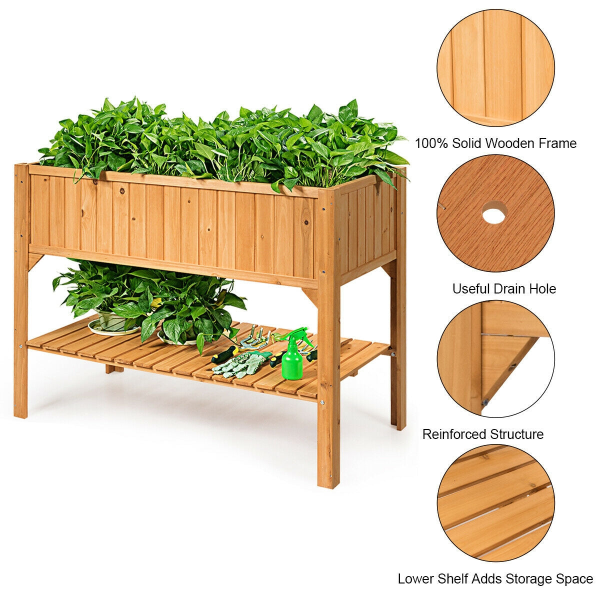 Wooden Elevated Planter Box Shelf Suitable for Garden Use