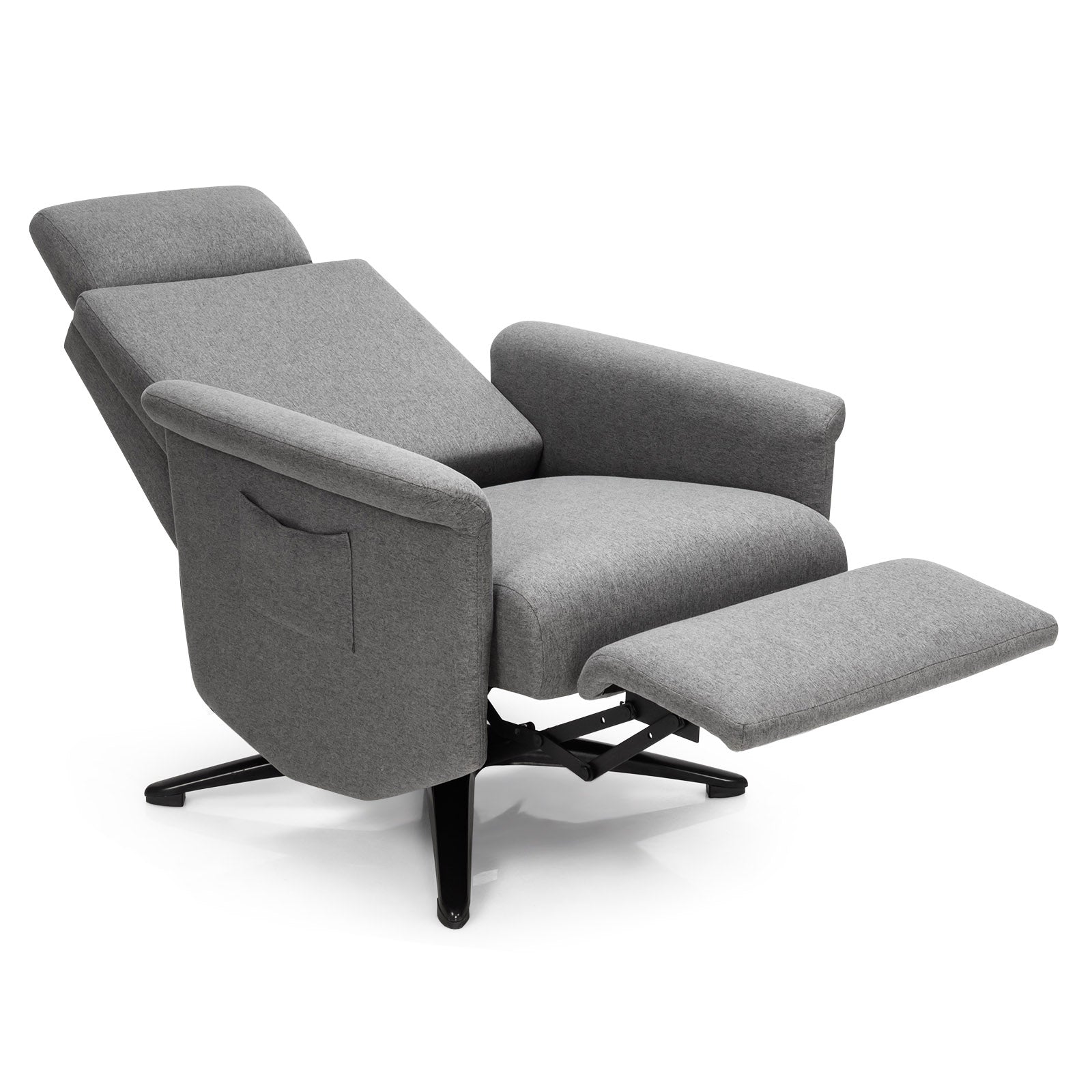 Swivel Massage Recliner Single Sofa with Adjustable Headrest-Gray 