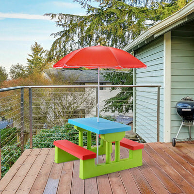 Kids Picnic Folding Table and Bench with UmbrellaÂ 