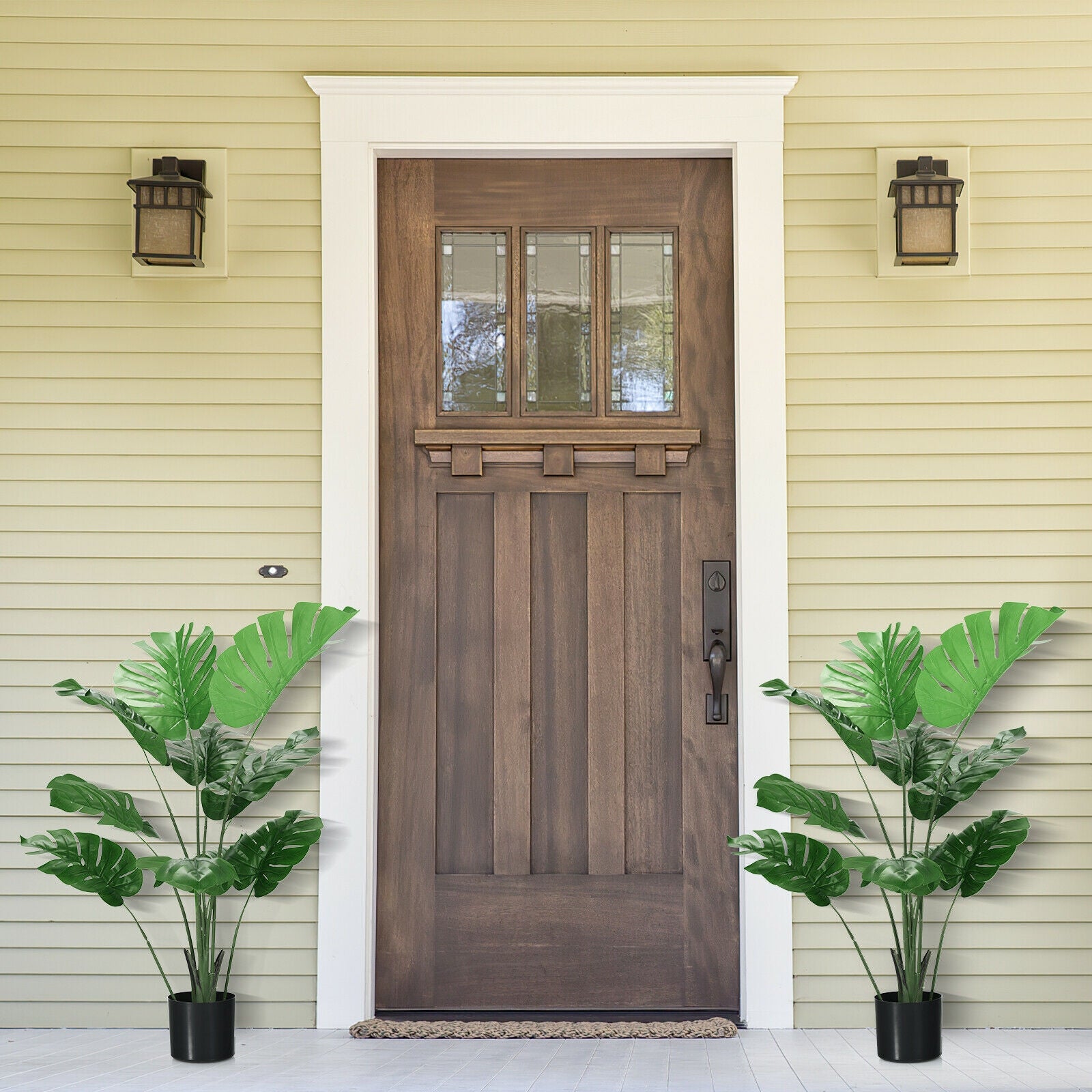 2 Pack Artificial Monstera Deliciosa Tree with 10 Leaves of Different Sizes 