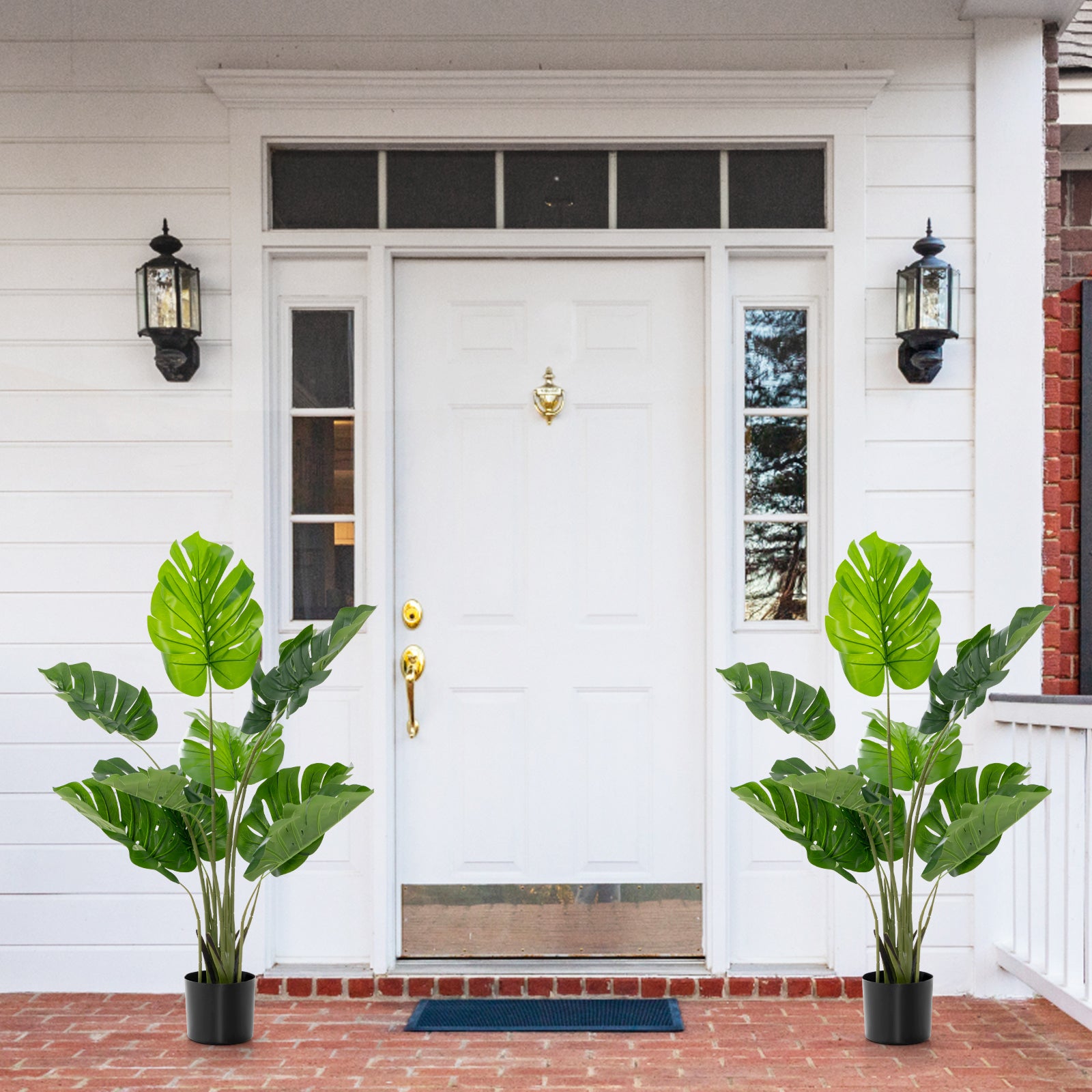 2 Pack Artificial Monstera Deliciosa Tree with 10 Leaves of Different Sizes 