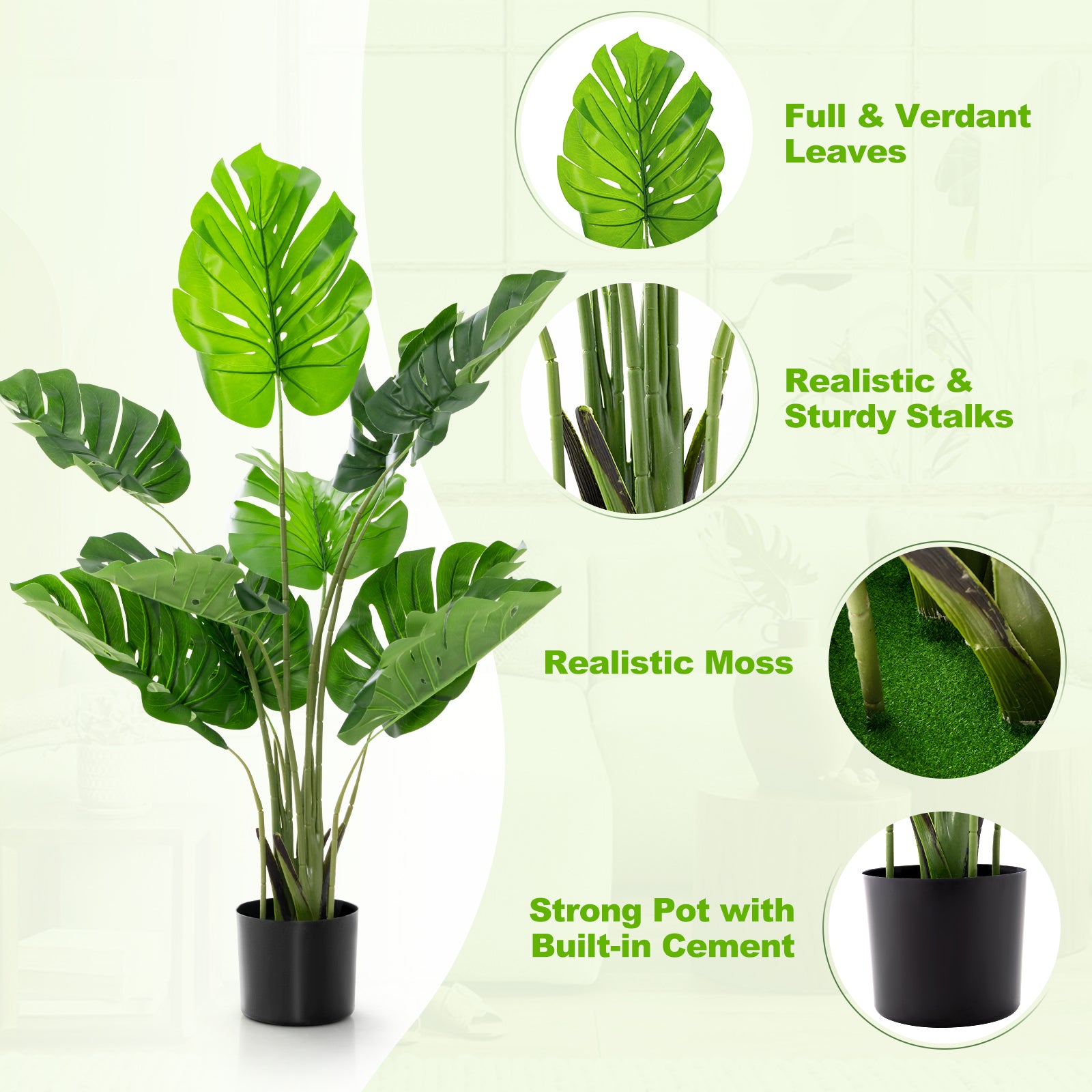 2 Pack Artificial Monstera Deliciosa Tree with 10 Leaves of Different Sizes