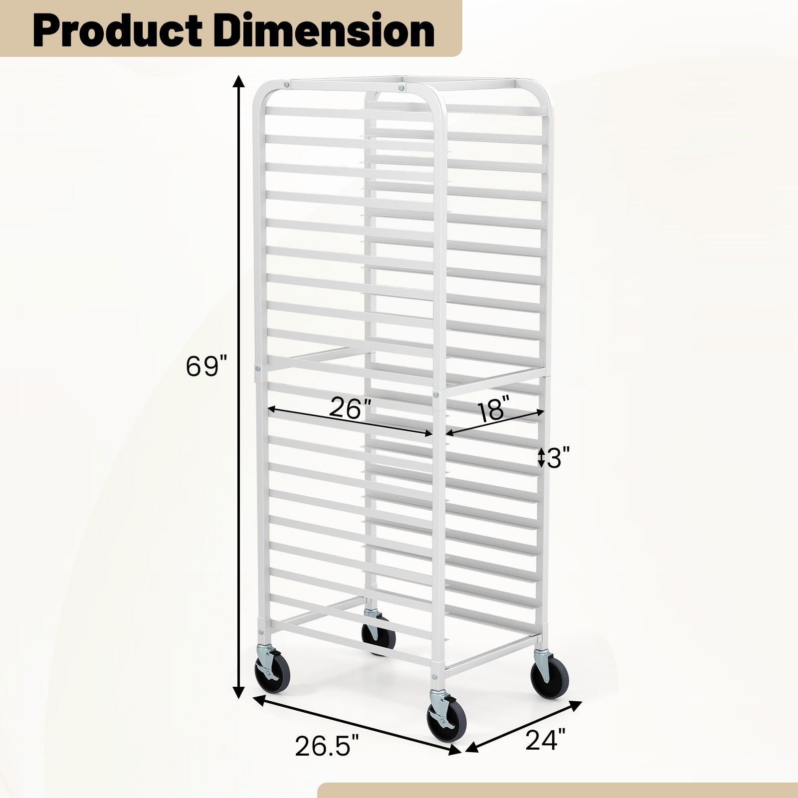 26 x 20 x 70 Inch 20 Sheet Aluminum Pan Rolling Bakery RackÂ 