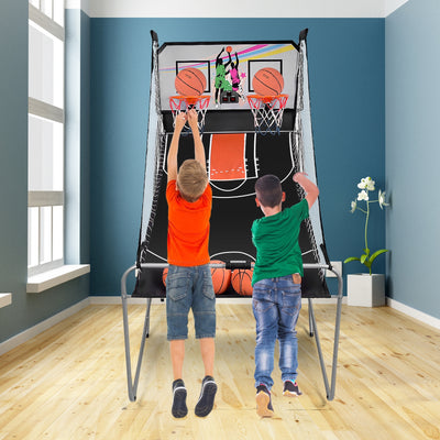 Indoor Double Electronic Basketball Game with 4 Balls-GreyÂ 