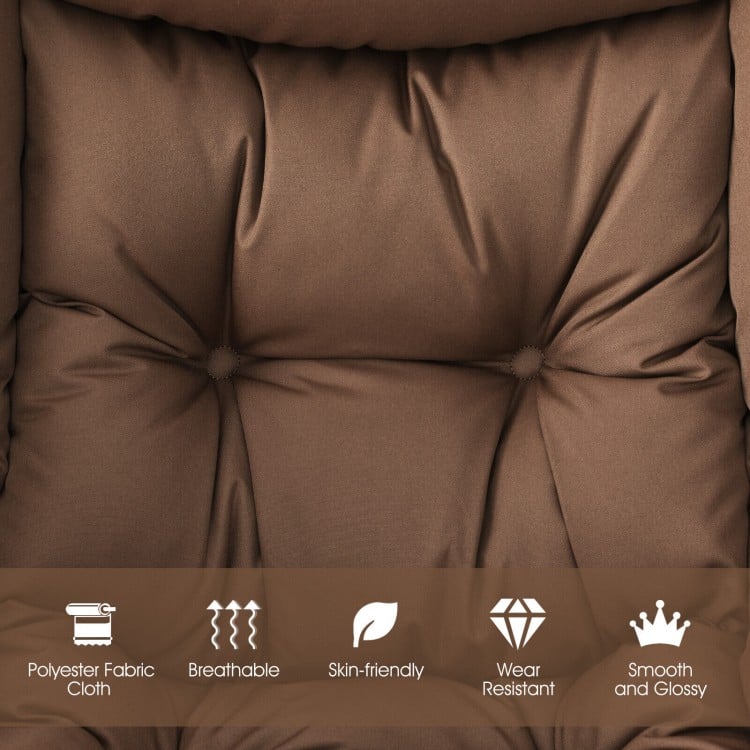 Modern Polyester Fabric Lazy Chair with Steel Frame and Side Pocket-Brown