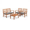 4 Pieces Outdoor Furniture Set with Stable Acacia Wood Frame-Gray
