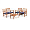 4 Pieces Outdoor Furniture Set with Stable Acacia Wood Frame-Navy